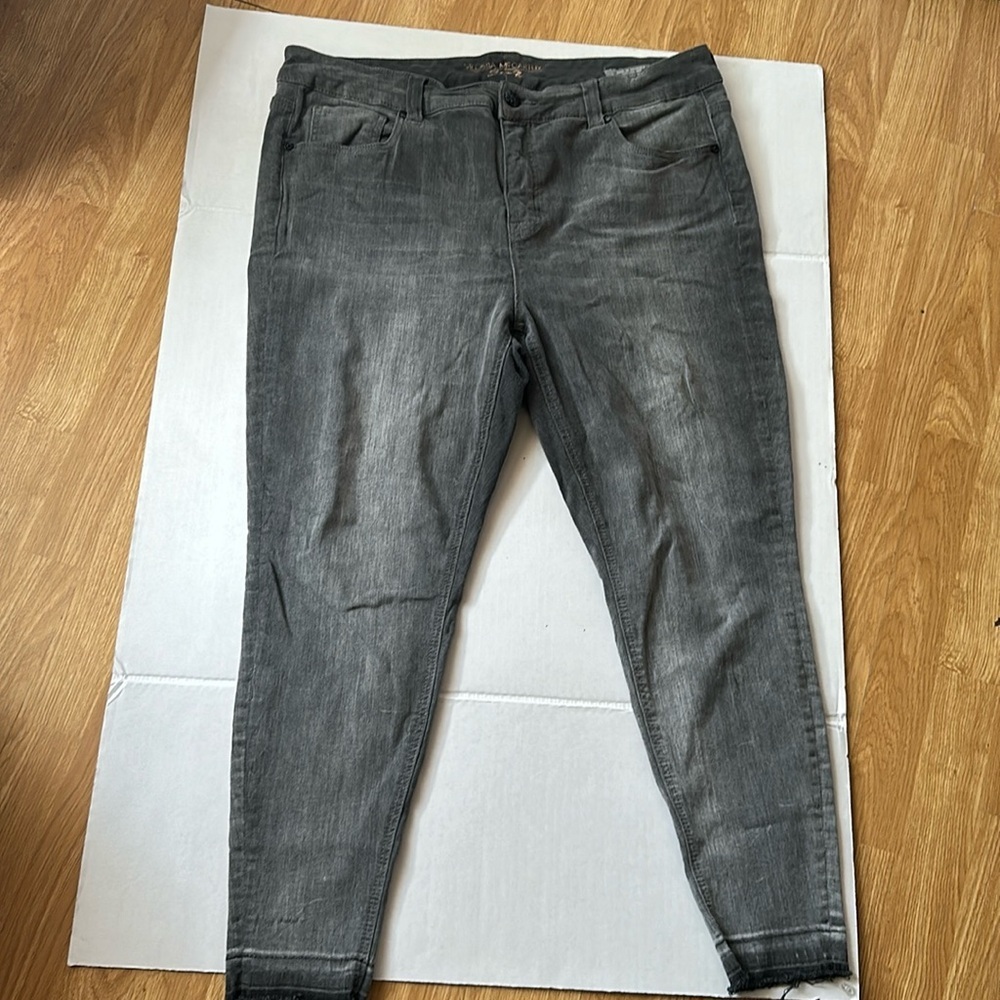 Melissa McCarthy Seven7 Raw  Skinny Jeans Plus Size 20W Washed Black/Gray Denim